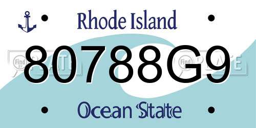 80788G9 Rhode Island License Plate