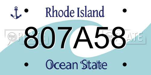 807A58 Rhode Island License Plate
