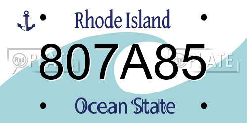 807A85 Rhode Island License Plate