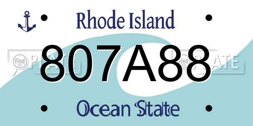 807A88 Rhode Island License Plate