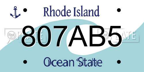 807AB5 Rhode Island License Plate