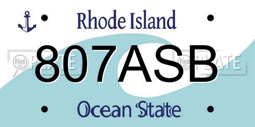 807ASB Rhode Island License Plate