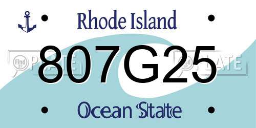 807G25 Rhode Island License Plate