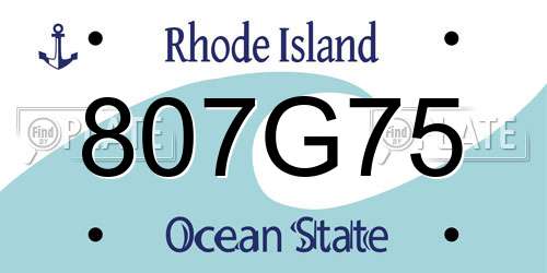 807G75 Rhode Island License Plate