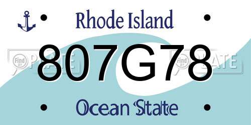 807G78 Rhode Island License Plate