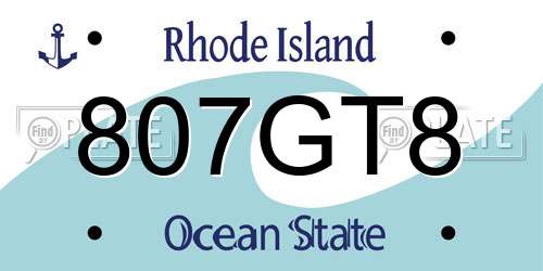 807GT8 Rhode Island License Plate