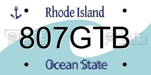 807GTB Rhode Island License Plate