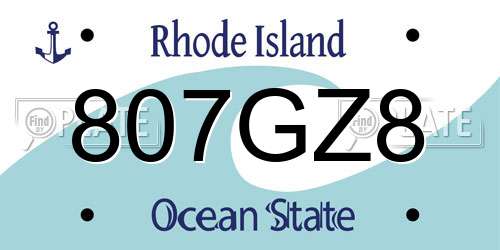 807GZ8 Rhode Island License Plate