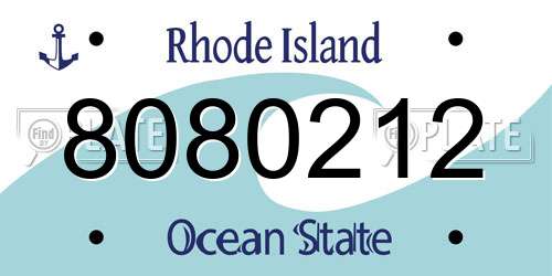 8080212 Rhode Island License Plate