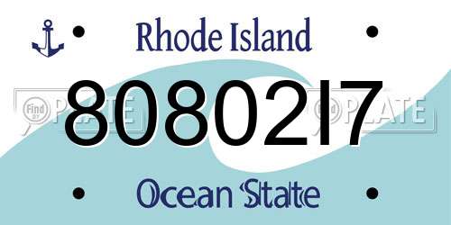 80802I7 Rhode Island License Plate