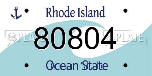 80804 Rhode Island License Plate