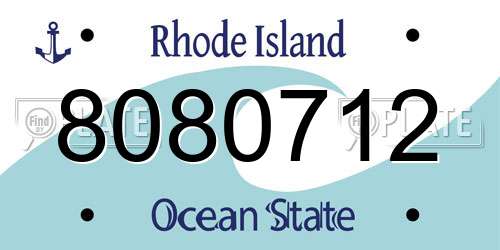 8080712 Rhode Island License Plate