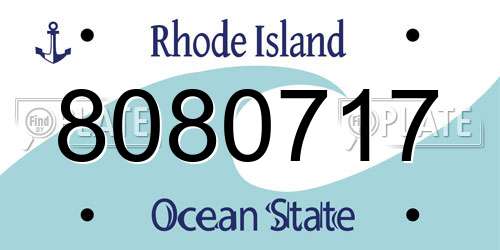 8080717 Rhode Island License Plate