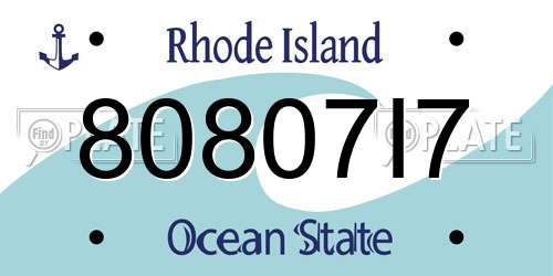 80807I7 Rhode Island License Plate