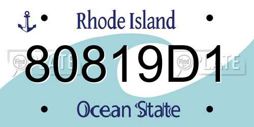 80819D1 Rhode Island License Plate