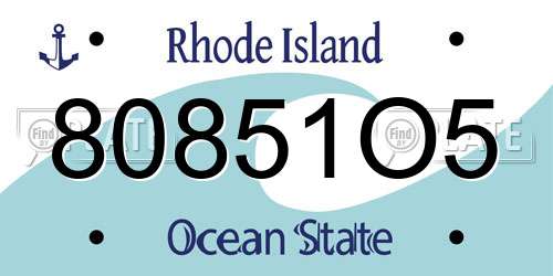 80851O5 Rhode Island License Plate