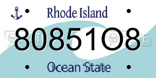80851O8 Rhode Island License Plate