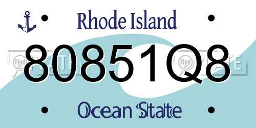 80851Q8 Rhode Island License Plate