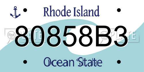 80858B3 Rhode Island License Plate