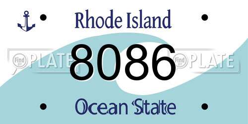 8086 Rhode Island License Plate