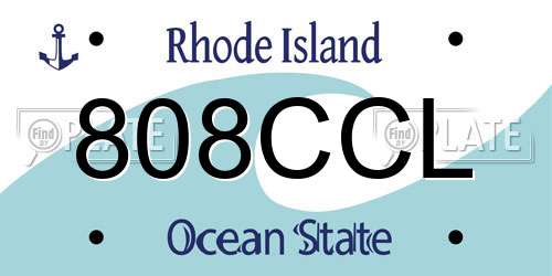 808CCL Rhode Island License Plate