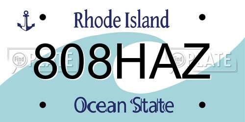 808HAZ Rhode Island License Plate