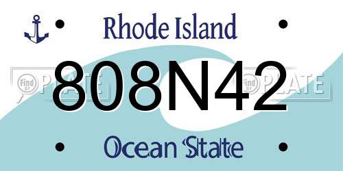 808N42 Rhode Island License Plate