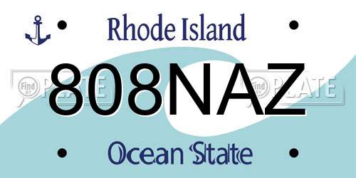 808NAZ Rhode Island License Plate