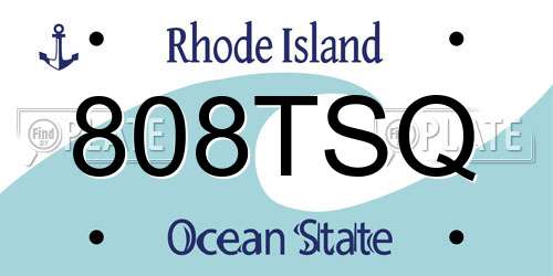 808TSQ Rhode Island License Plate
