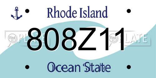 808Z11 Rhode Island License Plate
