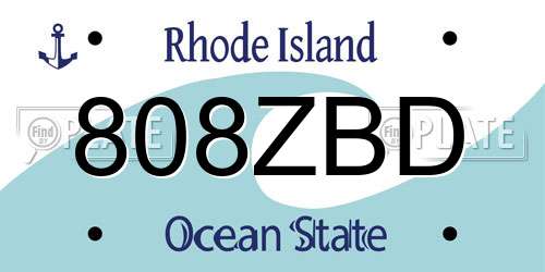 808ZBD Rhode Island License Plate