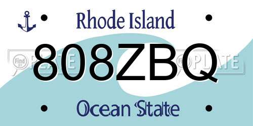 808ZBQ Rhode Island License Plate