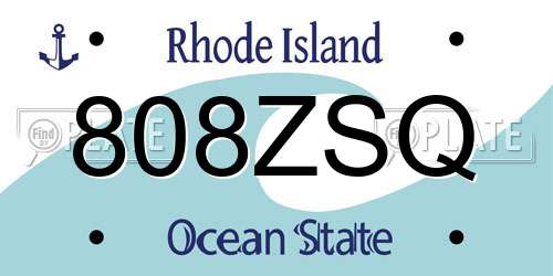 808ZSQ Rhode Island License Plate