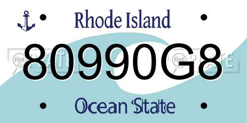 80990G8 Rhode Island License Plate