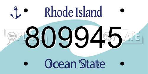809945 Rhode Island License Plate