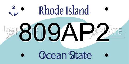 809AP2 Rhode Island License Plate