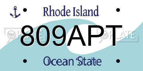 809APT Rhode Island License Plate