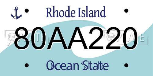 80AA220 Rhode Island License Plate