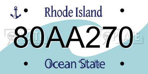 80AA270 Rhode Island License Plate