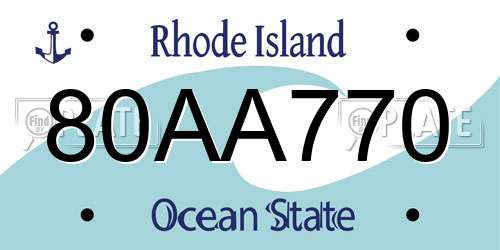 80AA770 Rhode Island License Plate