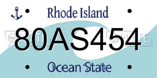 80AS454 Rhode Island License Plate