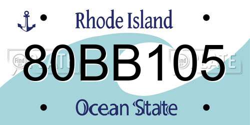80BB105 Rhode Island License Plate