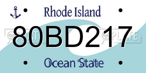 80BD217 Rhode Island License Plate