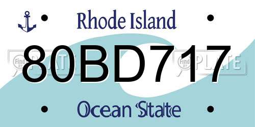 80BD717 Rhode Island License Plate
