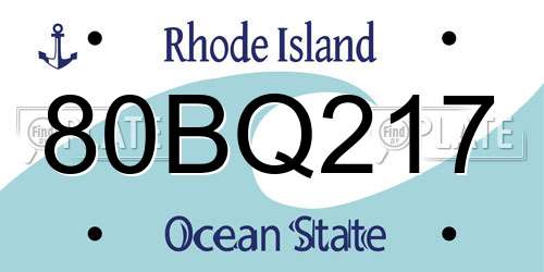 80BQ217 Rhode Island License Plate