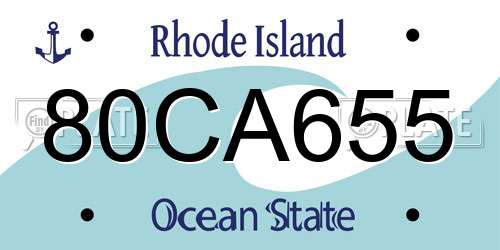 80CA655 Rhode Island License Plate