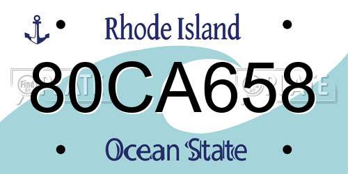 80CA658 Rhode Island License Plate
