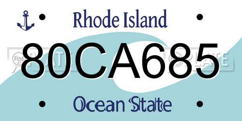 80CA685 Rhode Island License Plate