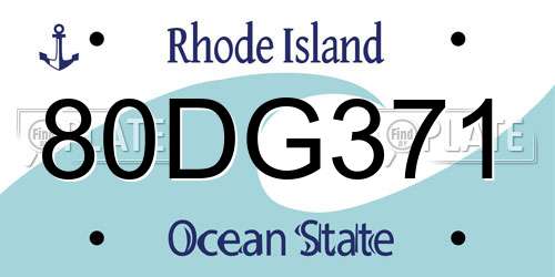 80DG371 Rhode Island License Plate