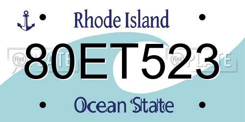 80ET523 Rhode Island License Plate